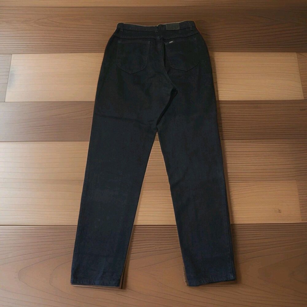 Vintage 90s Lee Jeans Black High Waisted Tapered Mom Fit Made In USA 30x33.5 Siz - Picture 2 of 9